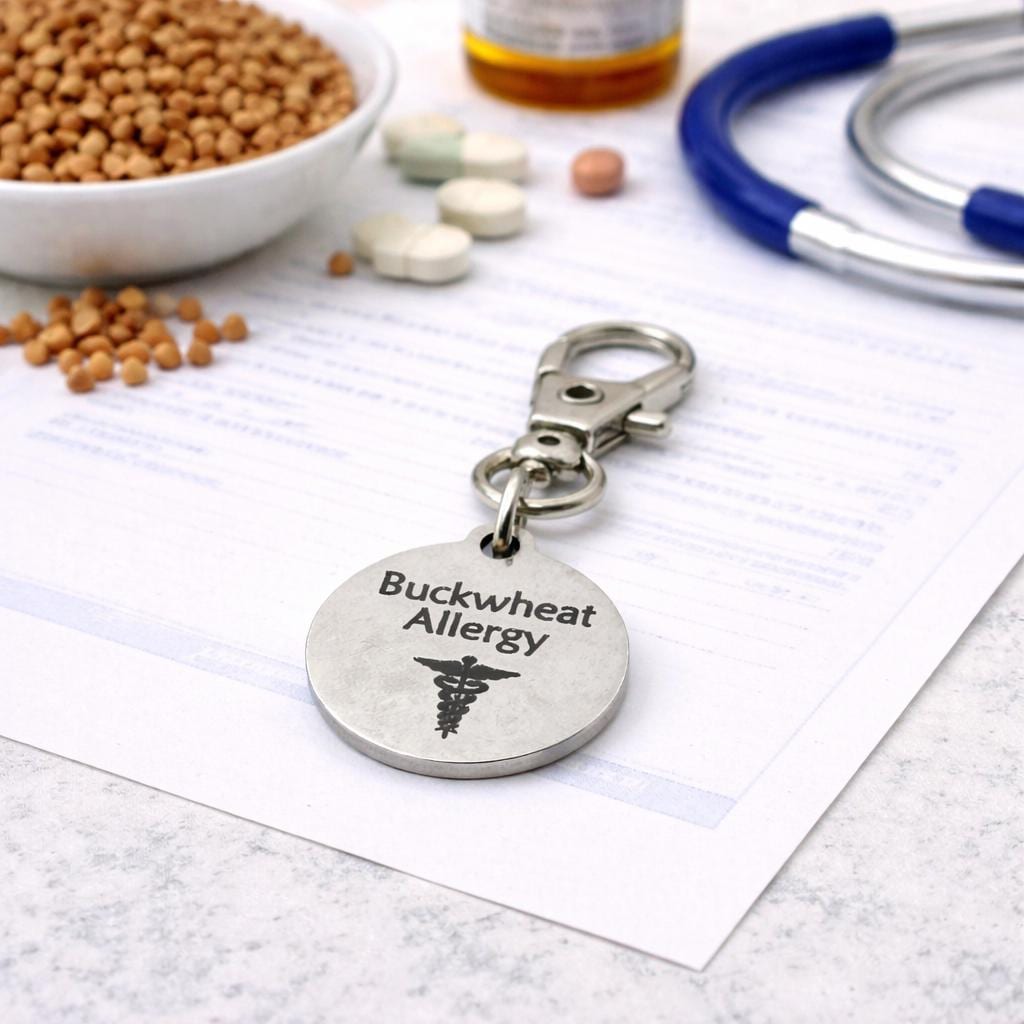 Buckwheat Allergy Medical Alert Clip On Charm Stainless Steel Allergy Awareness Emergency Tag