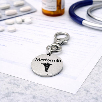 Metformin Medical Alert Clip On Charm Stainless Steel Medication Awareness Accessory