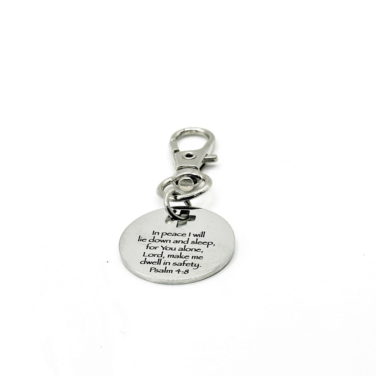 Psalm 4 8 Clip On Charm In Peace I Will Lie Down And Sleep Christian Scripture Faith Jewelry Lobster Clasp Gift