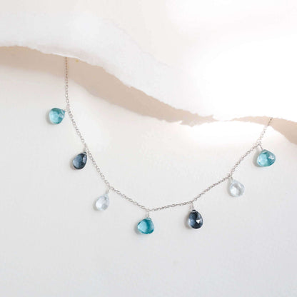 Blue Gemstone Silver Sparkler Necklace