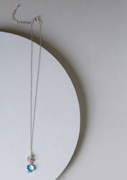 Aquamarine Quartz Gold Raindrop Necklace