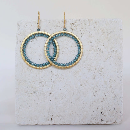 London Blue Quartz Halo Earrings