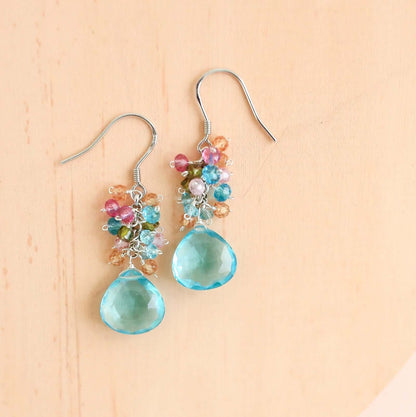 Aquamarine Quartz Silver Bala Earrings