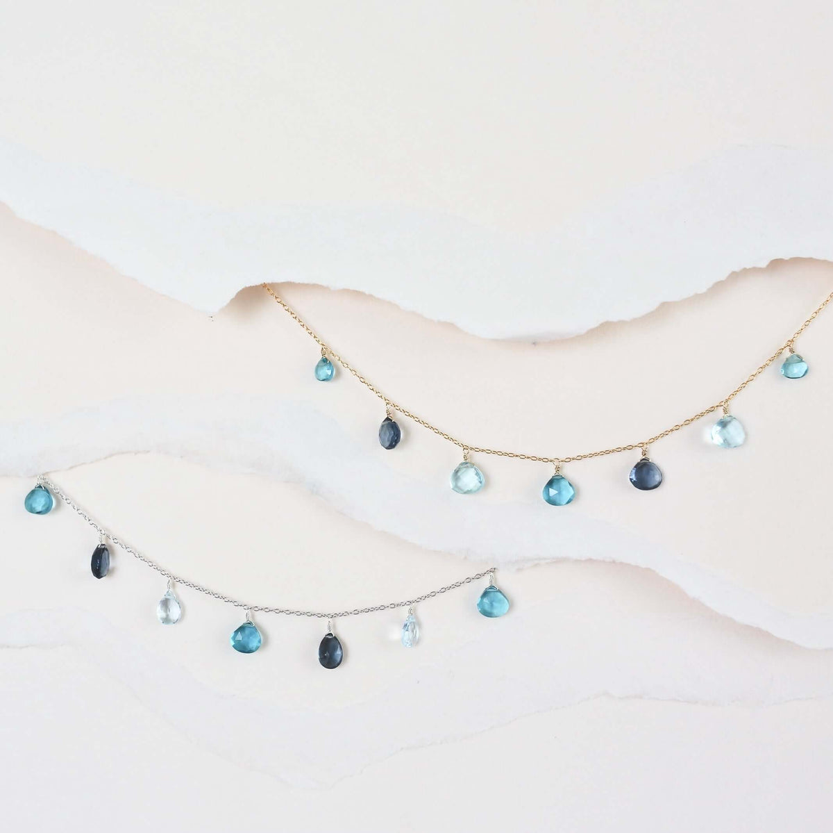 Blue Gemstone Gold Sparkler Necklace