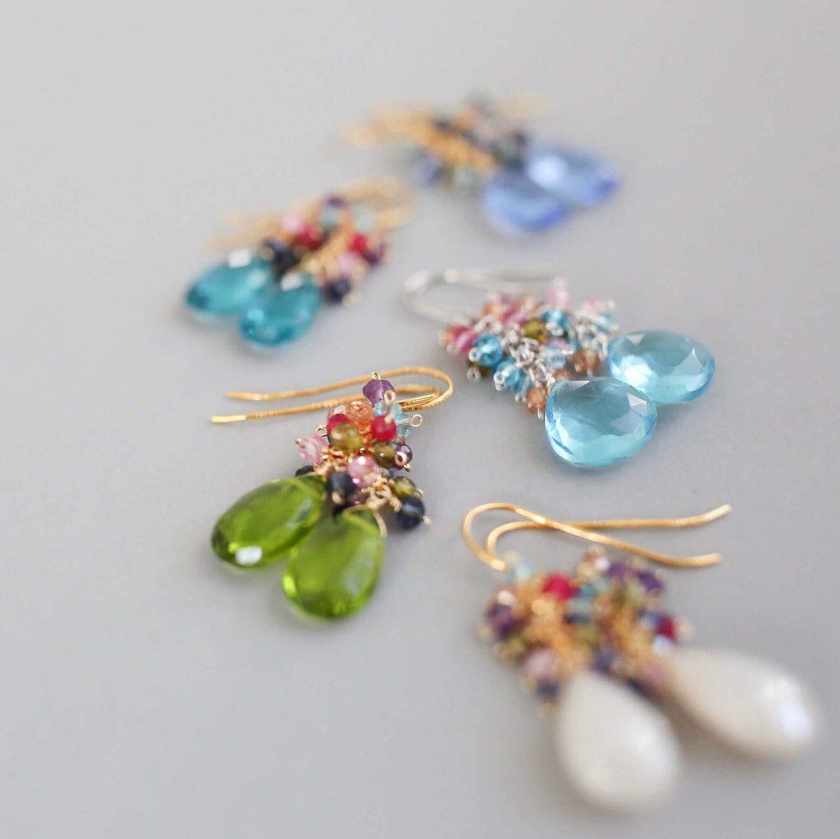 White Chalcedony Bala Earrings