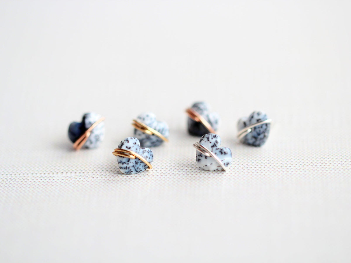 Heart Studs - Dendritic Opal