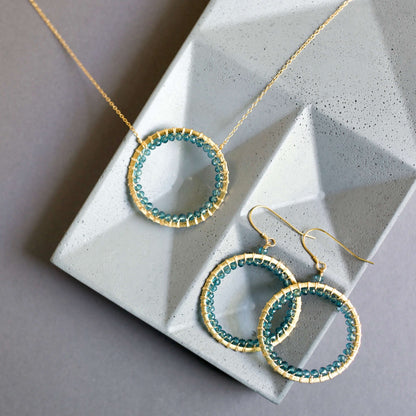 London Blue Quartz Halo Necklace