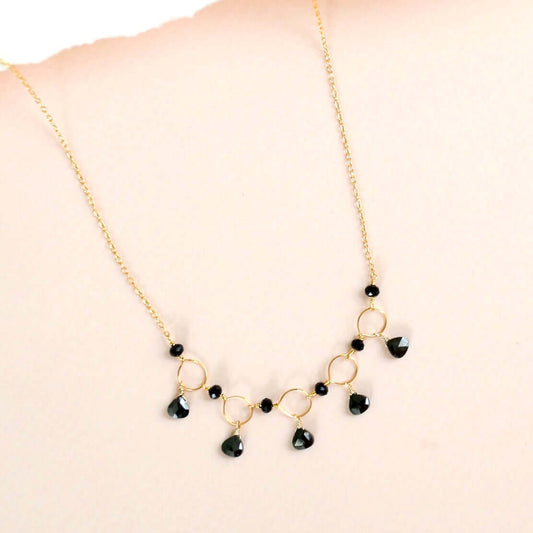Black Spinel Gemstone Mini Sparkler Necklace