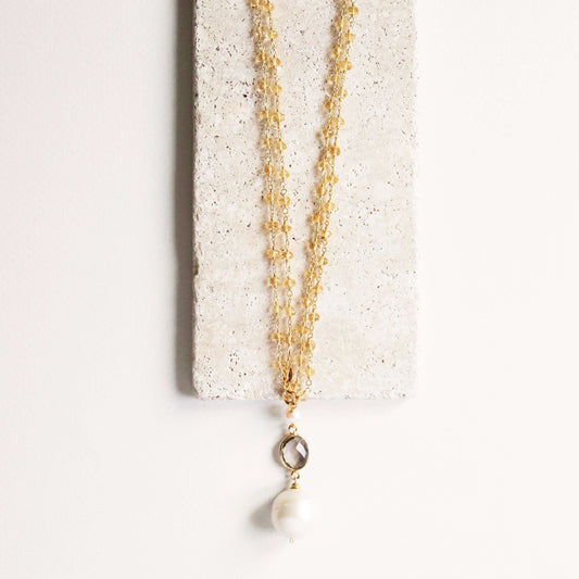 Smoky Quartz Pearl Convertible Necklace
