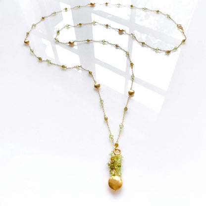 Long Peridot & Green Amethyst Beaded Chain