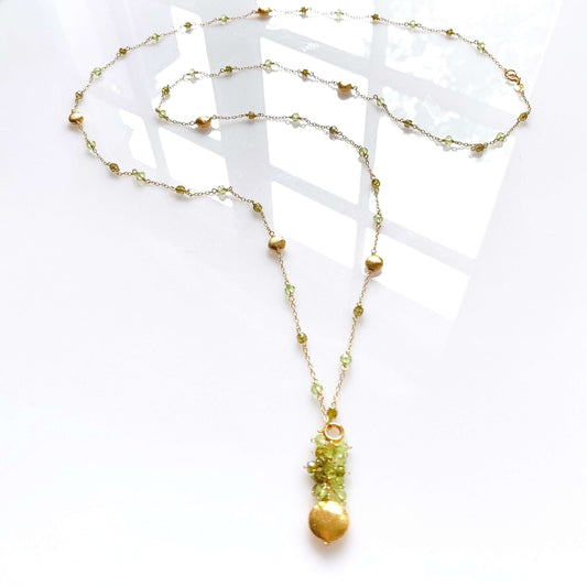 Long Peridot & Green Amethyst Beaded Chain