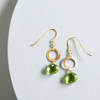 The Airie Earring - Peridot Quartz Gold