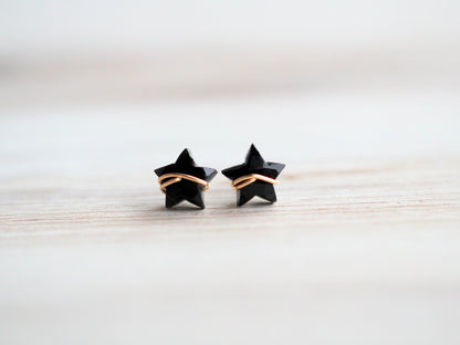 Moonbeam + Stardust Studs - Black Agate