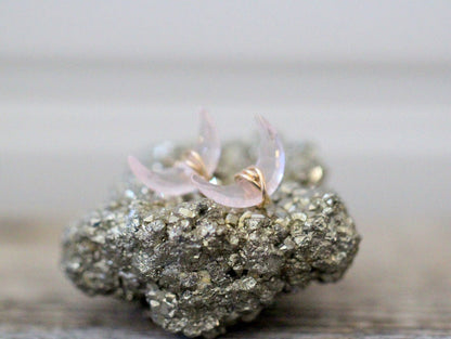 Moonbeam Studs - Rose Quartz