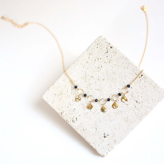 Black Spinel Mini Chain Loop Necklace