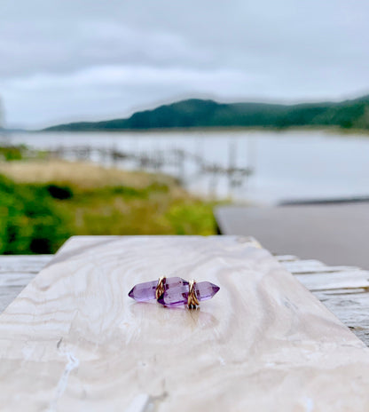 Crest Studs - Amethyst