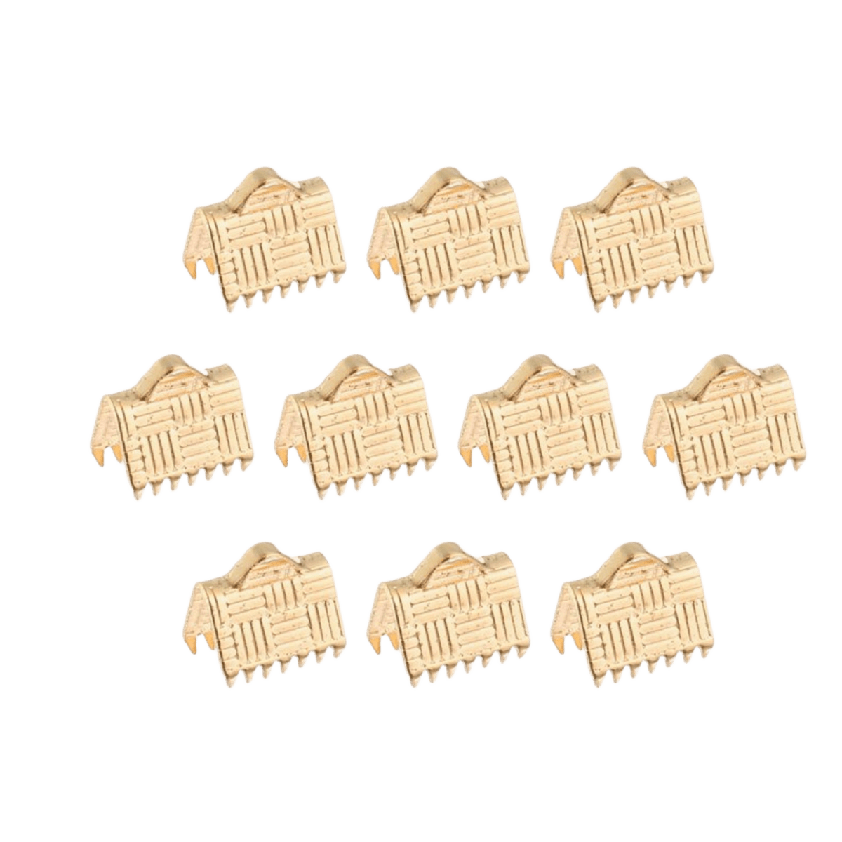 Gold Plated Brass Ribbon Crimp End Clamps 8mm x 13mm - Premium Jewelry Findings