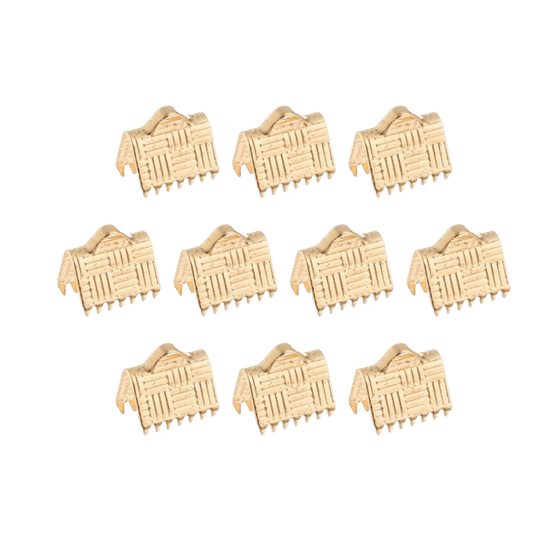 Gold Plated Brass Ribbon Crimp End Clamps 8mm x 13mm - Premium Jewelry Findings