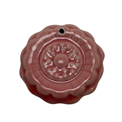 Ceramic Glazed Floral Pendant 45mm - Dusty Rose Statement Focal Bead