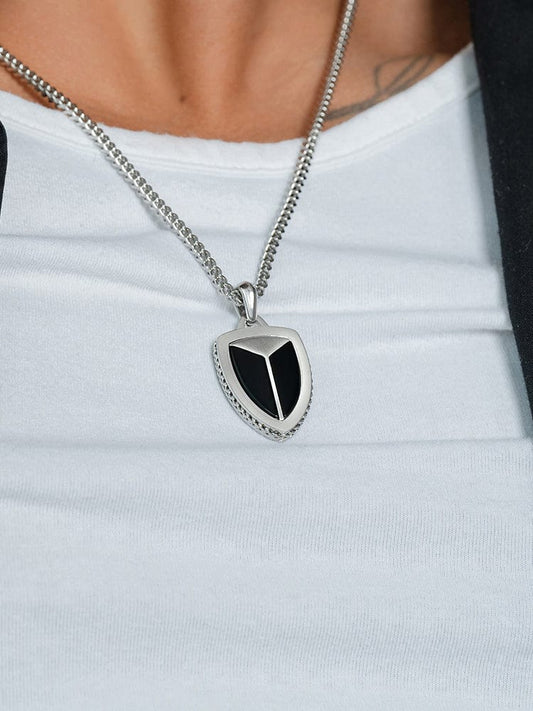 Black Onyx Shield Pendant Necklace