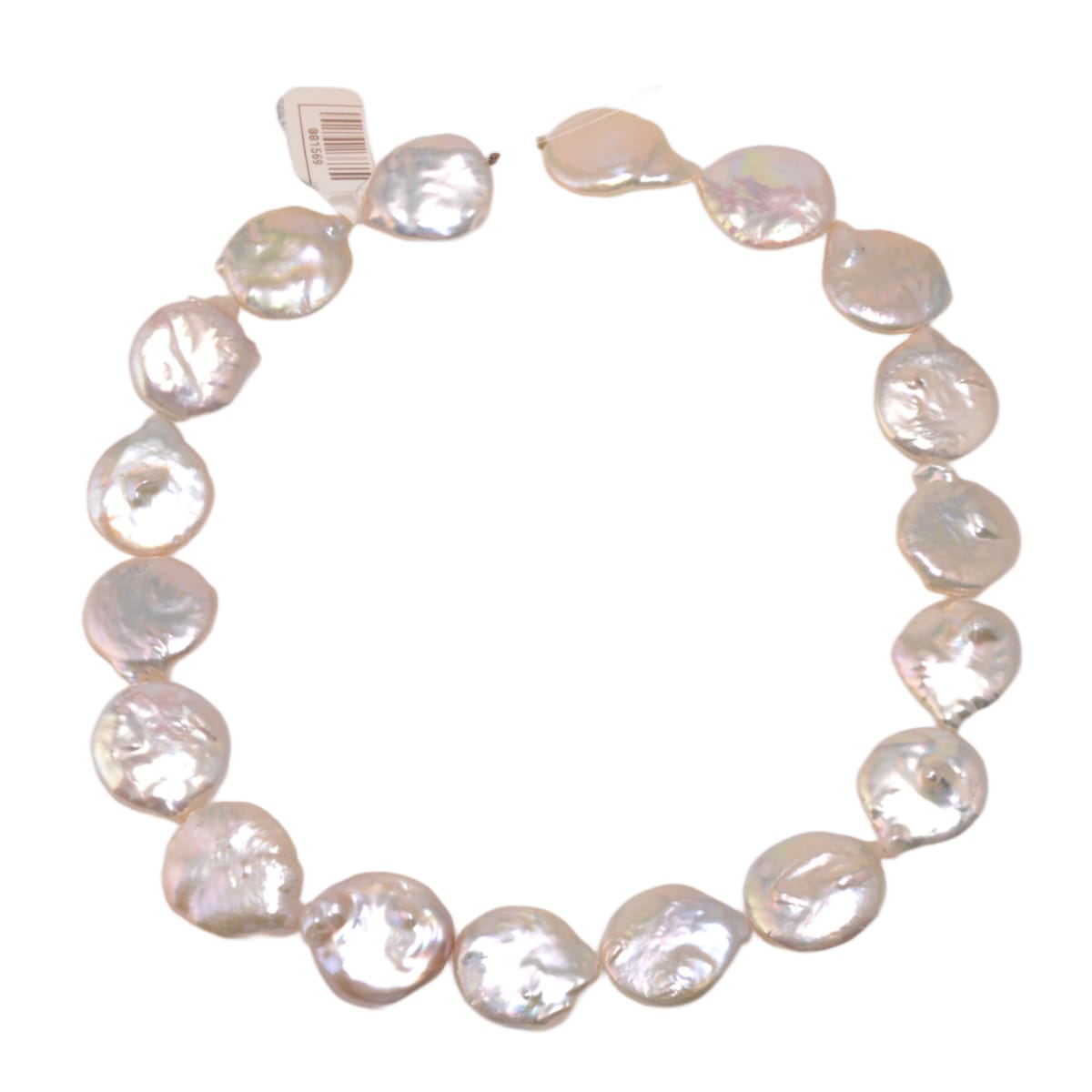 Freshwater White Button Pearl Strand 15.5in - 12 Lustrous Natural Pearls