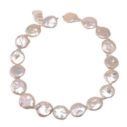 Freshwater White Button Pearl Strand 15.5in - 12 Lustrous Natural Pearls