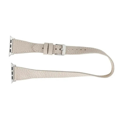 Luxury Double Wrap Cream Leather Apple Watch Band - San Diego