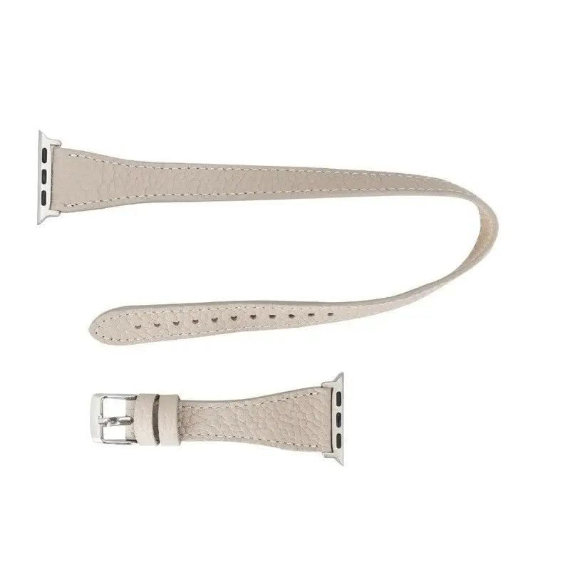 Luxury Double Wrap Cream Leather Apple Watch Band - San Diego