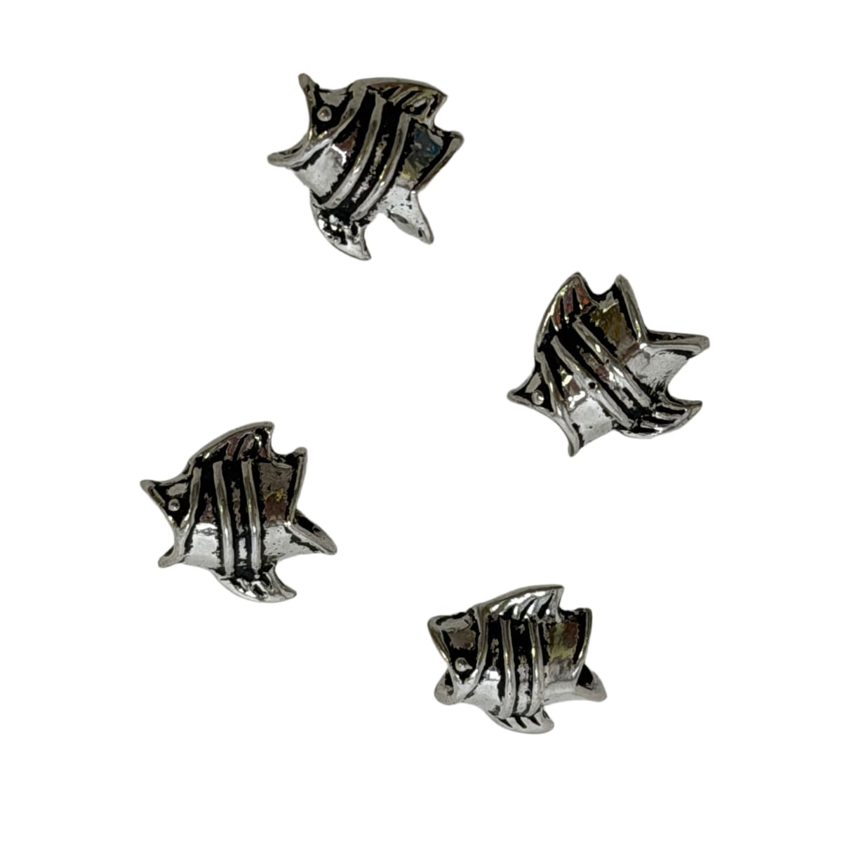 Sterling Silver Fish Beads 10mm Large Hole 5.5mm - Set of 4