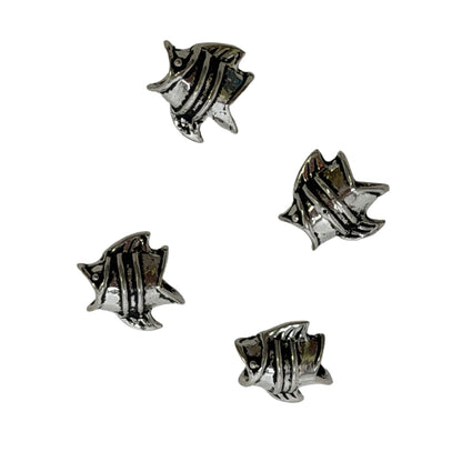 Sterling Silver Fish Beads 10mm Large Hole 5.5mm - Set of 4