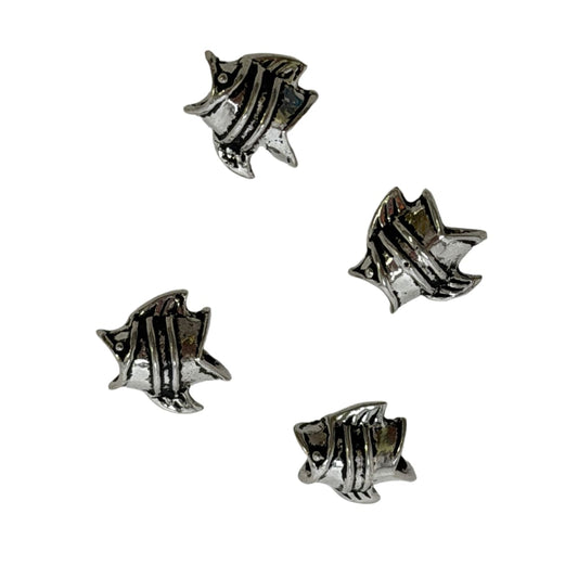 Sterling Silver Fish Beads 10mm Large Hole 5.5mm - Set of 4