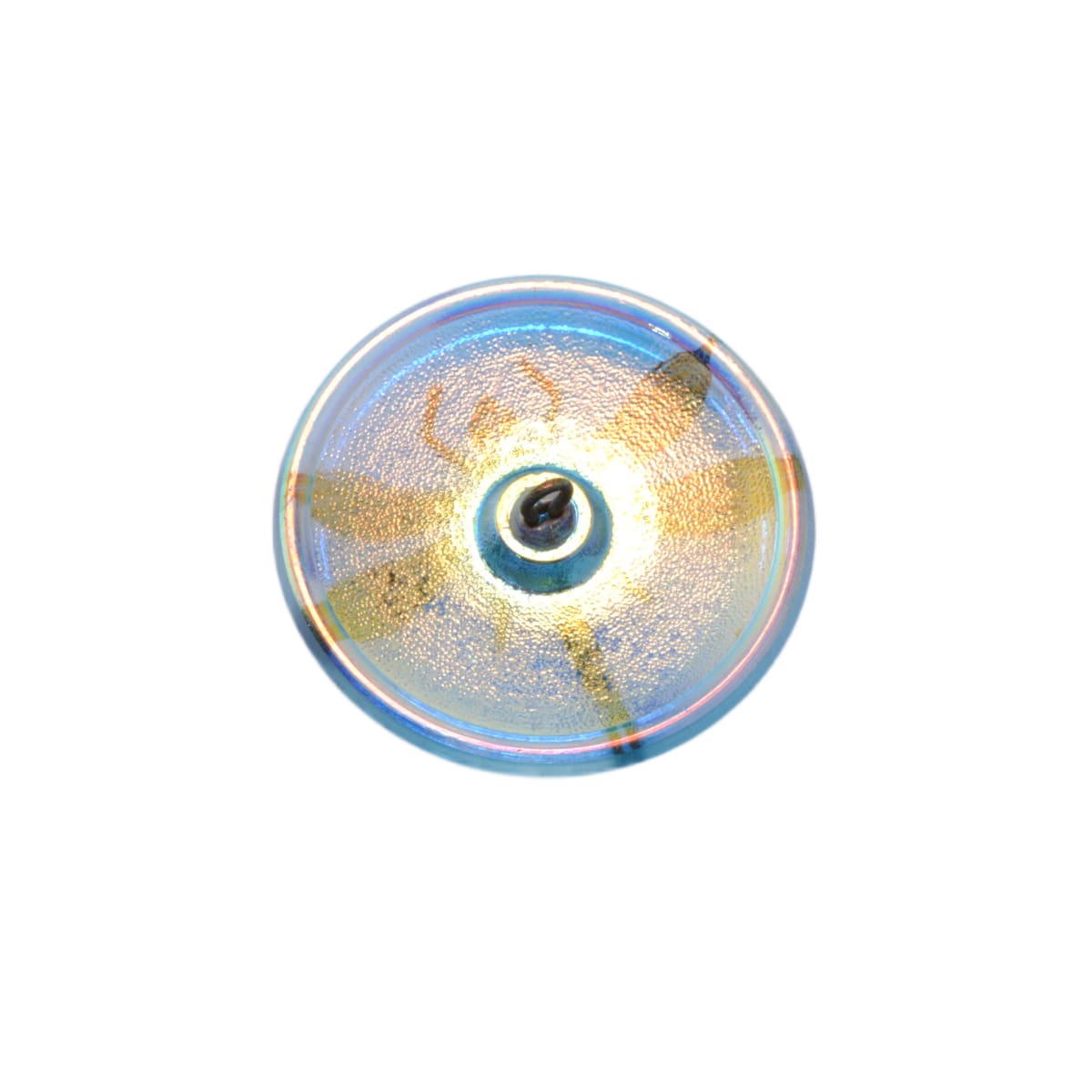 Czech Glass Dragonfly Button 40mm Aqua Blue with Gold Lustre - Large Focal Button