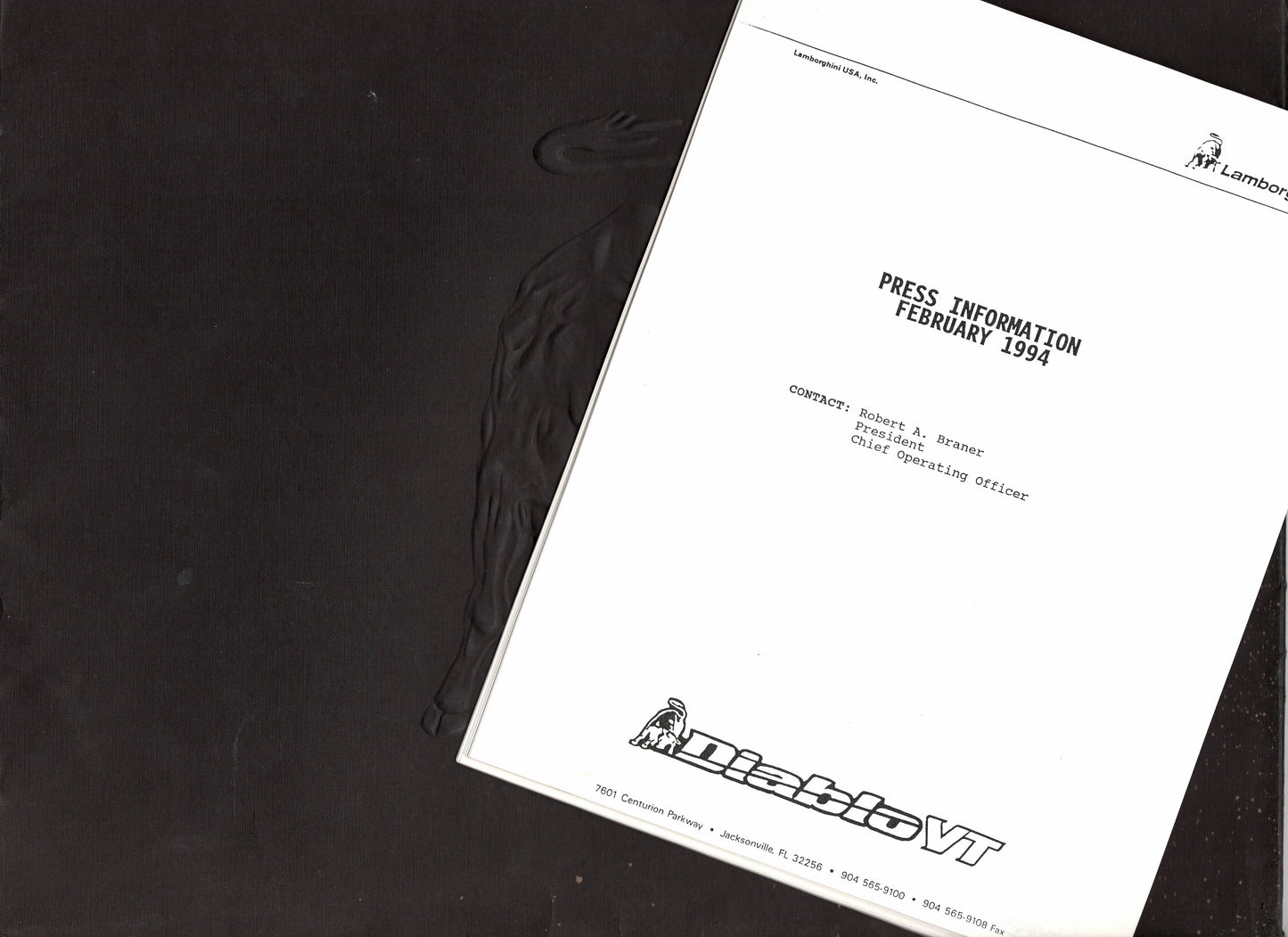 Lamborghini Diablo VT Large Brochures & Press Kit