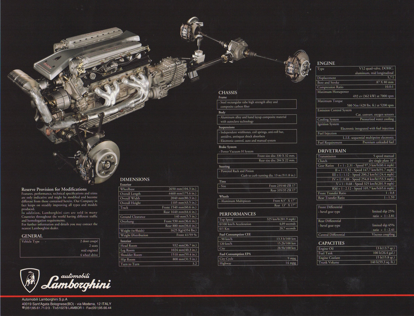 Lamborghini Diablo VT Large Brochures & Press Kit