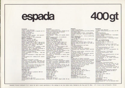Lamborghini Espada Brochure (3/73)