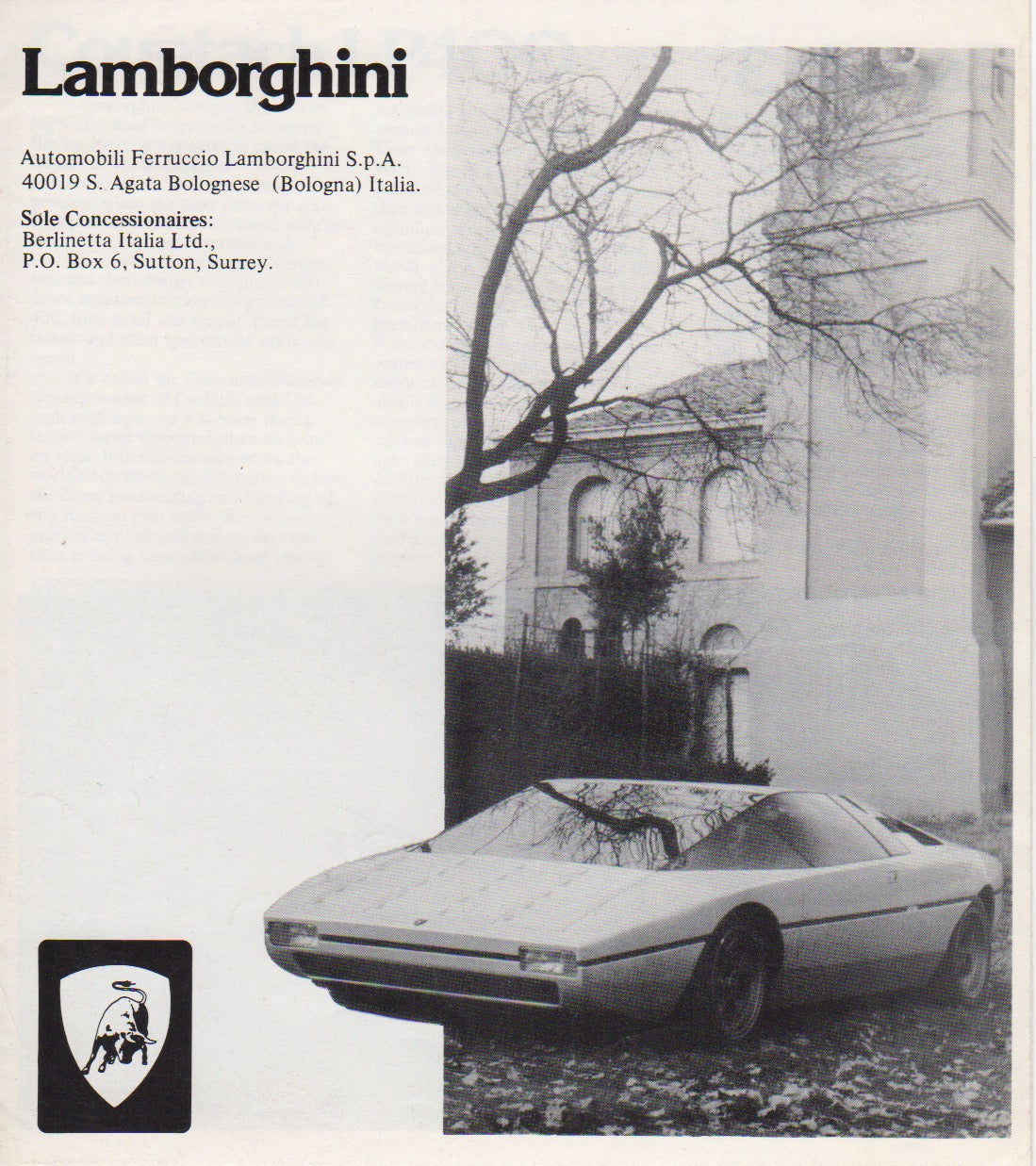 Lamborghini Production Line 1975 Brochure (UK)