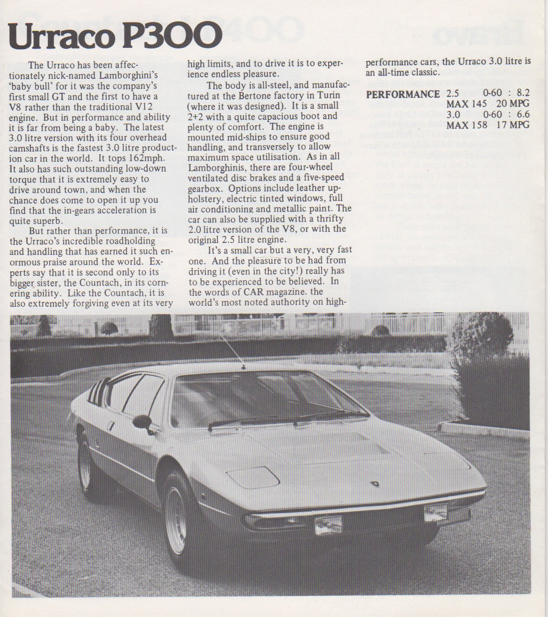 Lamborghini Production Line 1975 Brochure (UK)