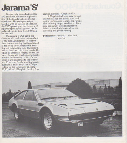 Lamborghini Production Line 1975 Brochure (UK)