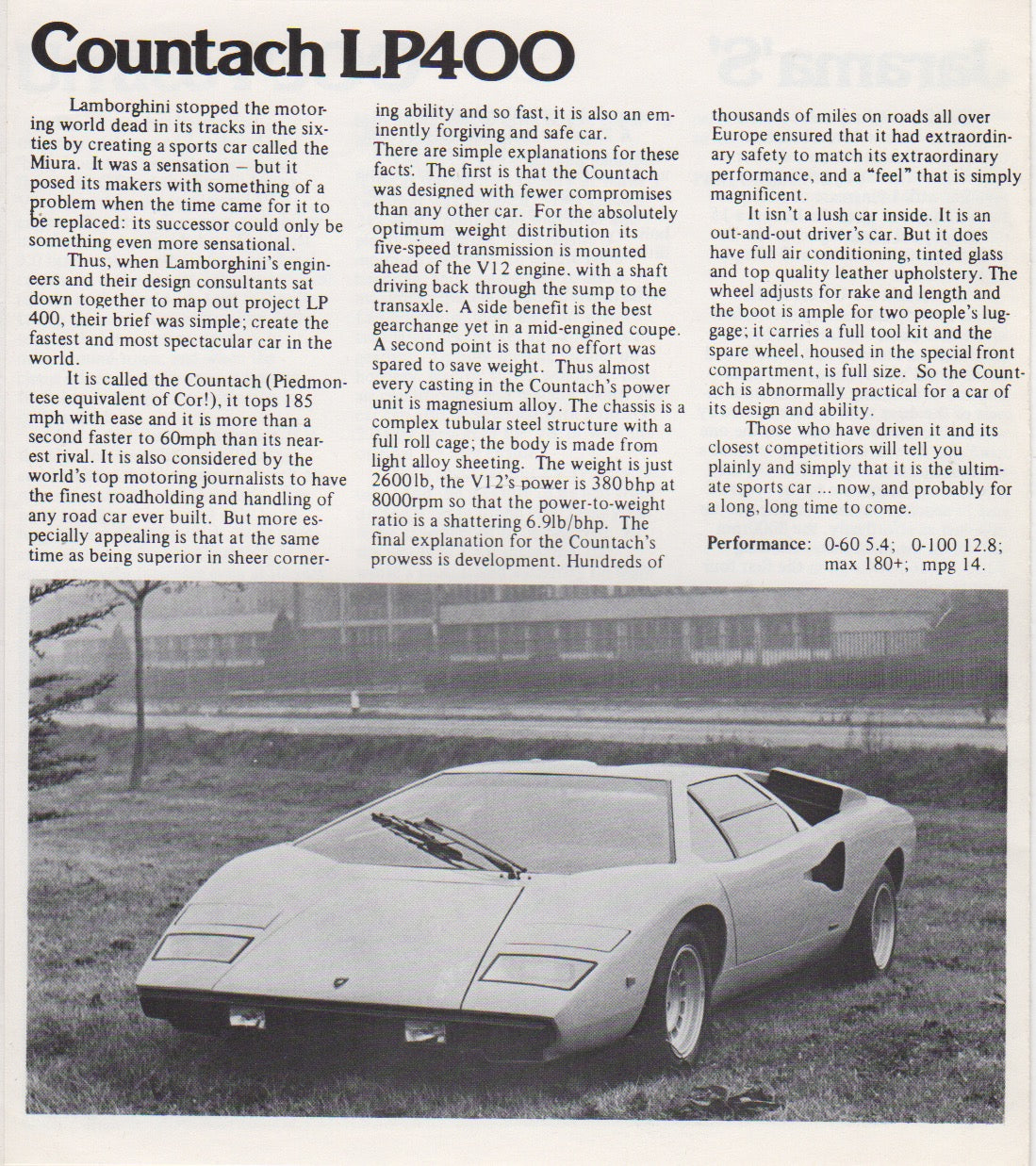 Lamborghini Production Line 1975 Brochure (UK)