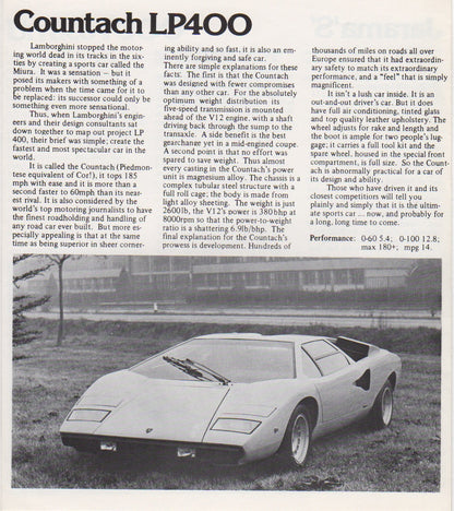 Lamborghini Production Line 1975 Brochure (UK)