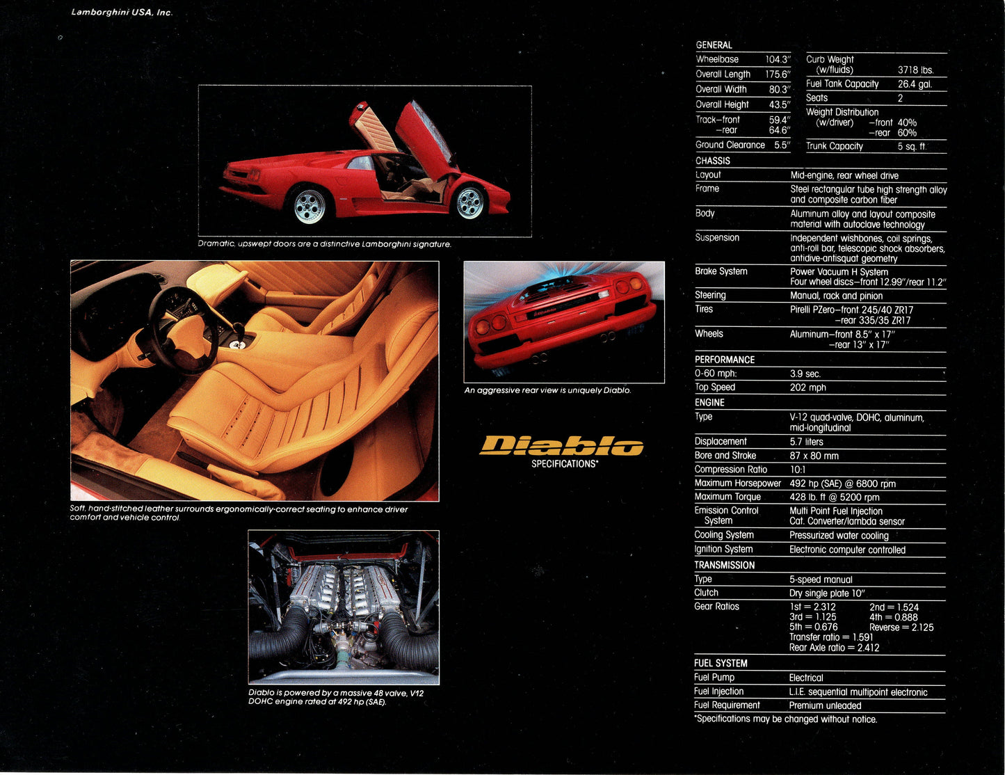 Lamborghini Diablo Brochure (US)