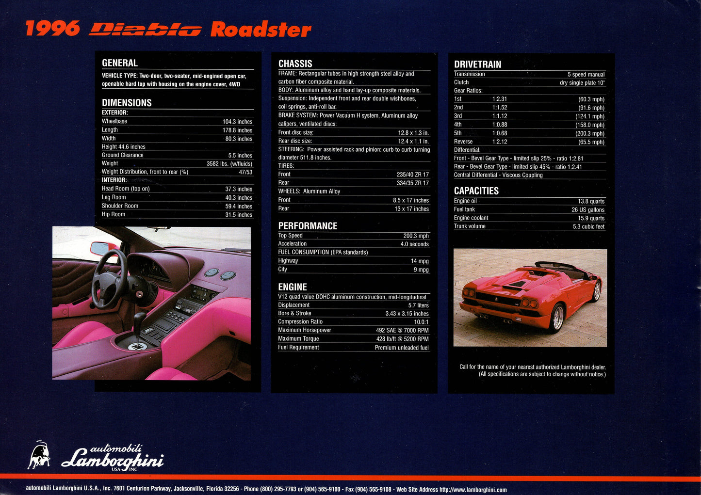 Lamborghini Roadster Brochure (US)(1996)