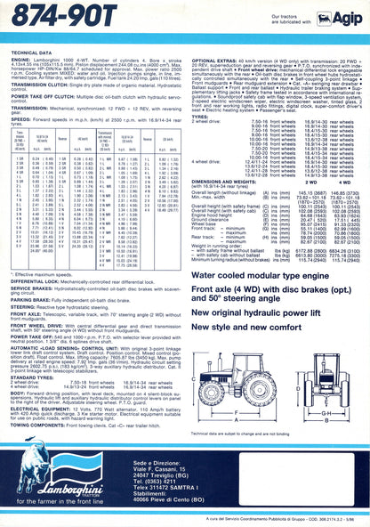 Lamborghini 874-90 Turbo Trattori - Tractor Brochure