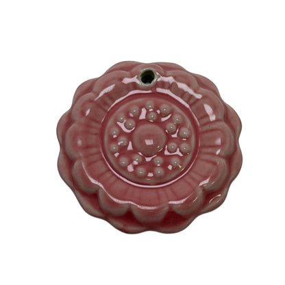 Ceramic Pink Glazed Floral Pendant 45mm - Statement Focal Bead