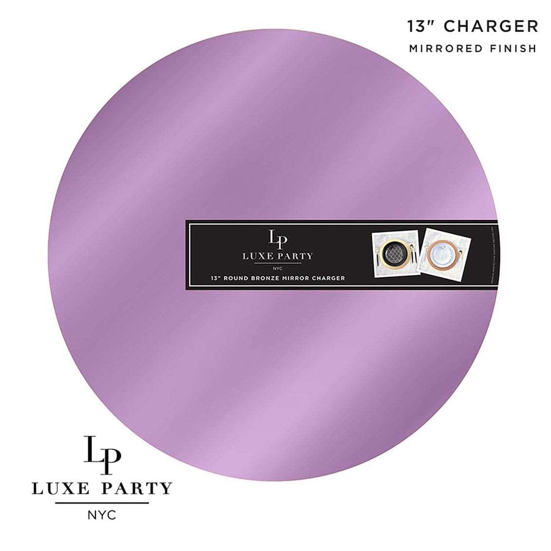 13" Lavender Round Light Weight Mirror Charger Plate