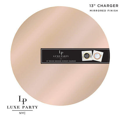 13" Rose Gold Round Light Weight Mirror Charger Plate