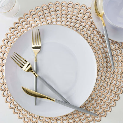 Grey and Gold Plastic Cutlery Set | 32 Pieces