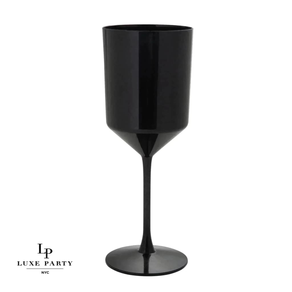 Upscale Round Black Plastic Wine Cups | 4 Cups