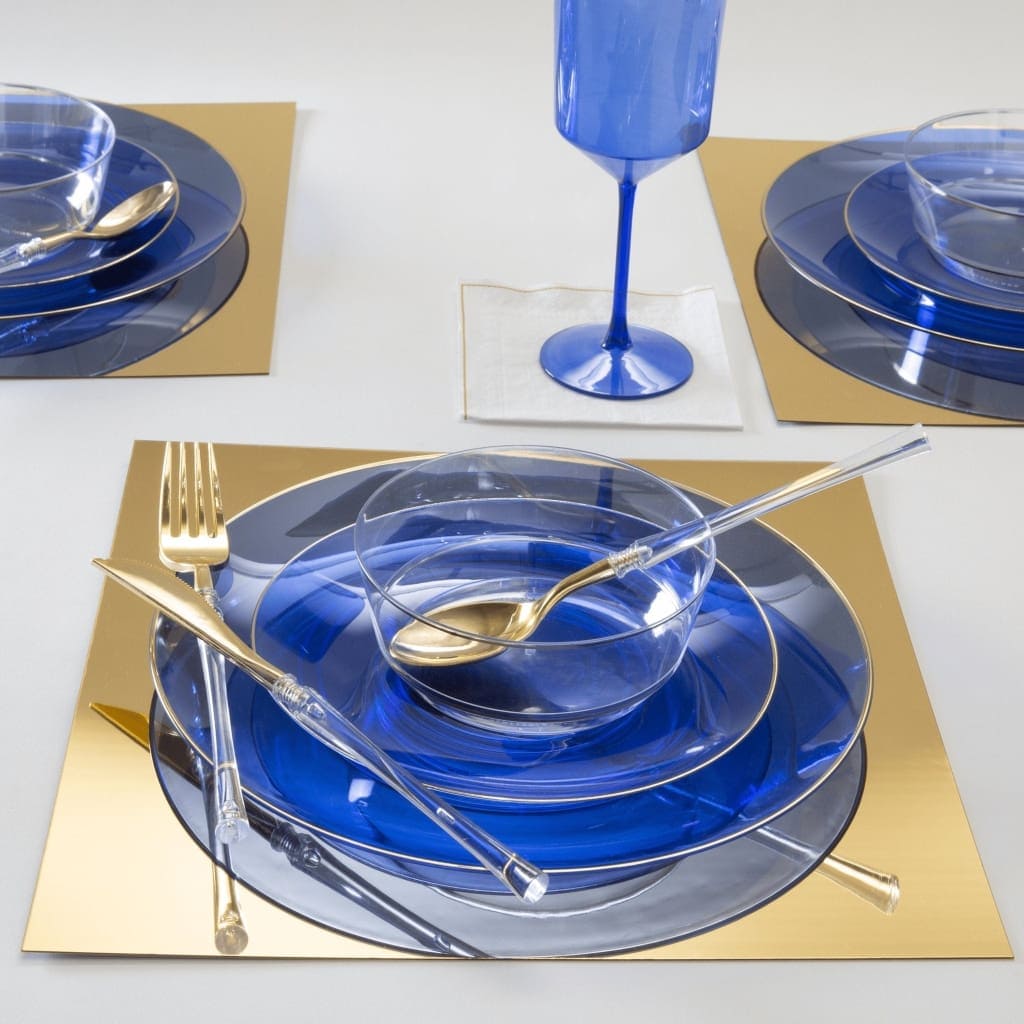 Upscale Round Transparent Blue Plastic Wine Cups | 4 Cups