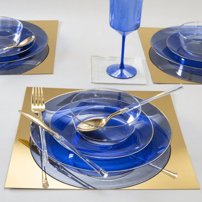 Upscale Round Transparent Blue Plastic Wine Cups | 4 Cups